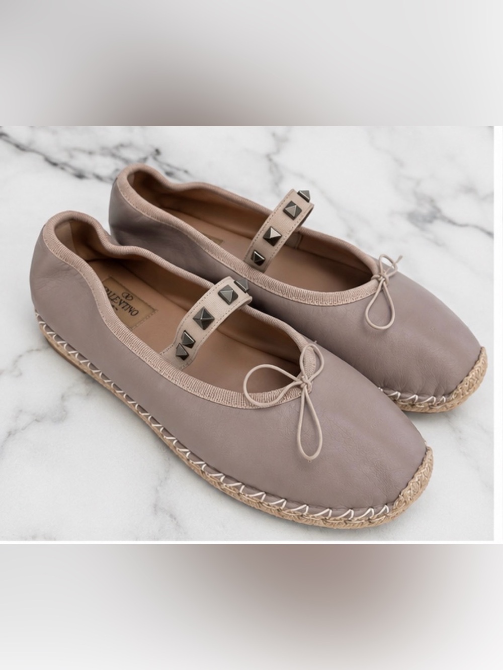 Authentic Valentino Garavani Rockstud Espadrille Ballet Flats Blush Pink 39 🤍